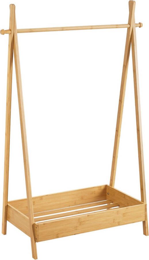 Inandoutdoormatch Kledingrek Maja 126x73x42cm Bamboe Houtkleurig Met Kapstok Met Plank Ruimtebesparend - Foto 2