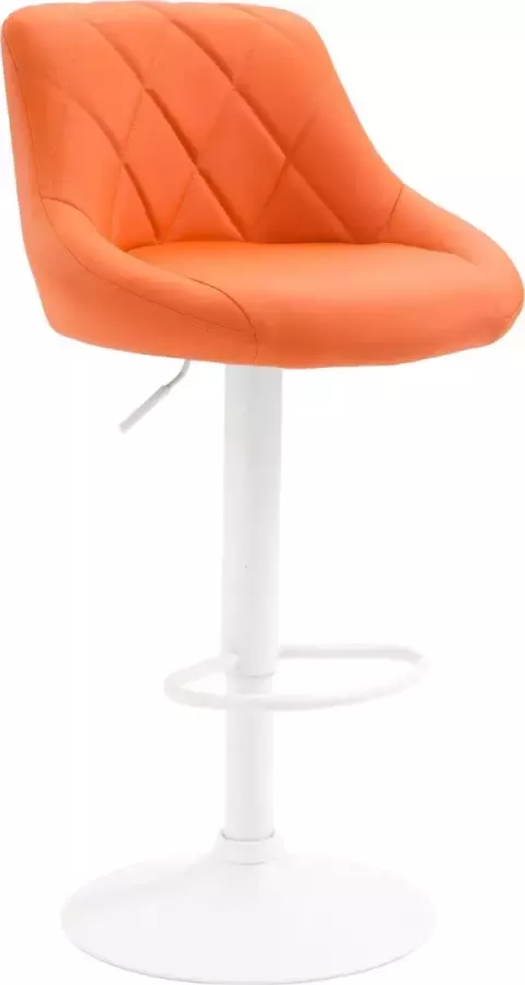 Inandoutdoormatch Leren barkruk Zita Oranje wit Zithoogte 60-81 cm Ergonomische barstoelen In hoogte verstelbaar Set van 1 Met rugleuning Voor keuken en bar Vaderdag cadeau