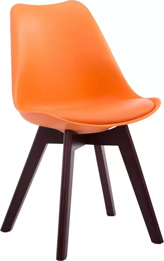 Inandoutdoormatch Leren vergaderstoel Dave Oranje zwart Zonder armleuning Bezoekersstoel Kantinestoel Wachtkamerstoel Eetkamerstoel 47cm