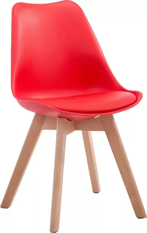 Inandoutdoormatch Leren vergaderstoel Maree Rood hout Zonder armleuning Bezoekersstoel Kantinestoel Wachtkamerstoel Eetkamerstoel 47cm Vaderdag cadeau