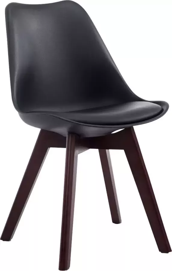 Inandoutdoormatch Leren vergaderstoel Roly Zwart Zonder armleuning Bezoekersstoel Kantinestoel Wachtkamerstoel Eetkamerstoel 47cm