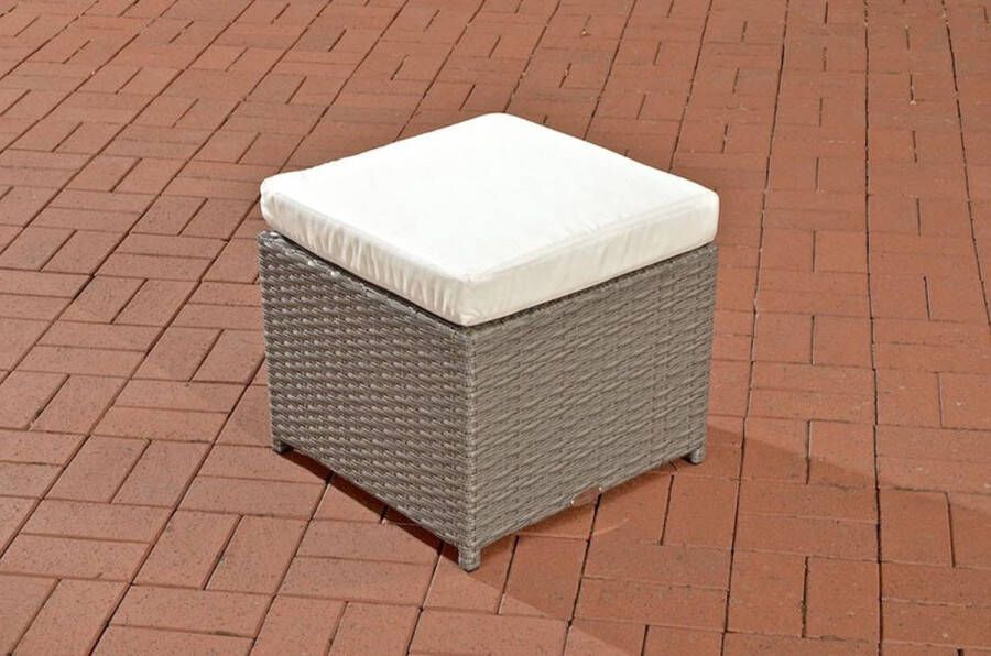 Inandoutdoormatch Loungeset poef Bijzet kruk Voetenbank Voor buiten Tuinmeubel Creme 47x47x35cm Vaderdag cadeau
