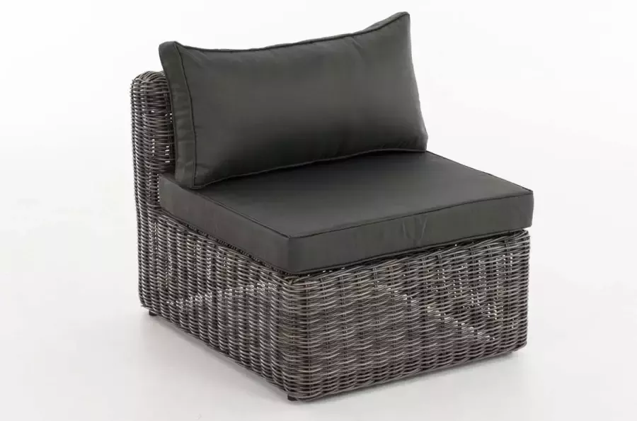 Inandoutdoormatch Loungestoel deluxe Weerbestendig Tuinstoel Wicker Antraciet Tuinstoelen set van 1 moederdag cadeautje