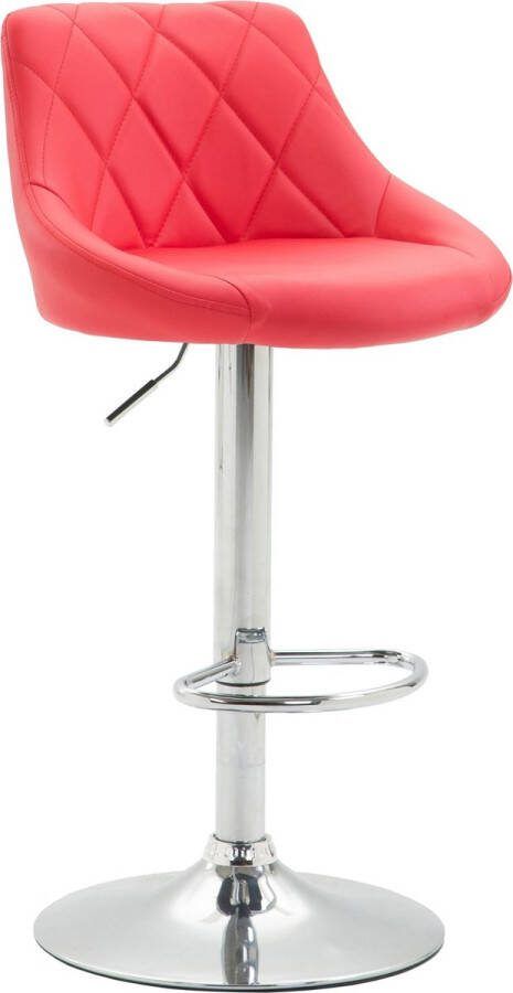 Inandoutdoormatch Luxe Barkruk Amias Roze Imitatie Leder Chroom Ergonomische Barstoelen Set van 1 Met Rugleuning Voetensteun Voor Keuken en Bar Gestoffeerde Zitting Vaderdag cadeau