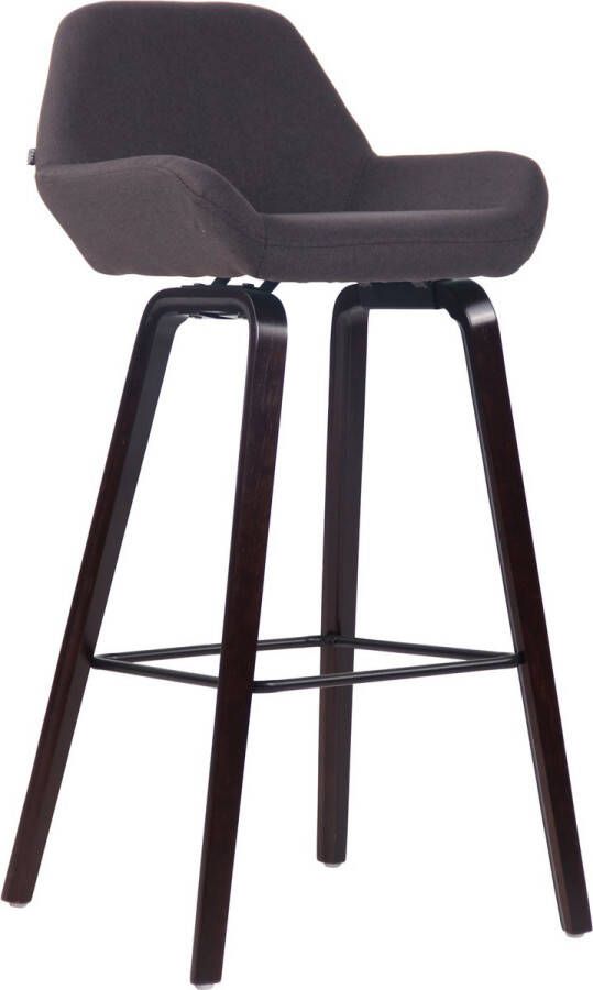 Inandoutdoormatch Luxe Barkruk Basilio Grijs Eiken Fineerhout Luxe Design Rugleuning Voetensteun Voor Keuken en Bar Gestoffeerde Zitting Vaderdag cadeau