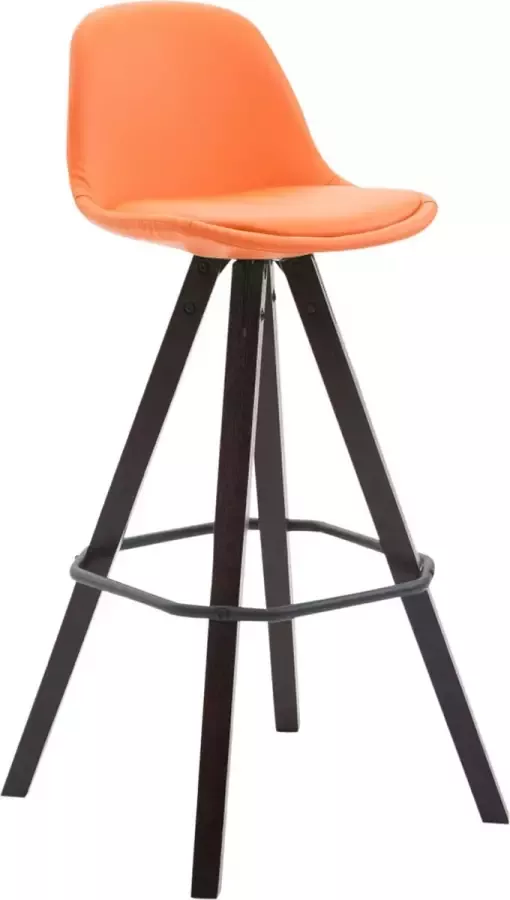 Inandoutdoormatch Luxe Barkruk Blake Oranje 4-poots Onderstel Ergonomische Barstoelen Set van 1 Met Rugleuning Voetensteun Voor Keuken en Bar Zitting Gestoffeerd Imitatie Leder