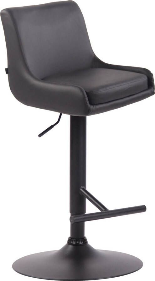 Inandoutdoormatch Luxe Barkruk Christin Zwart Luxe Design Rugleuning Voetensteun Voor Keuken en Bar Gestoffeerde Zitting Imitatie Leder Vaderdag cadeau