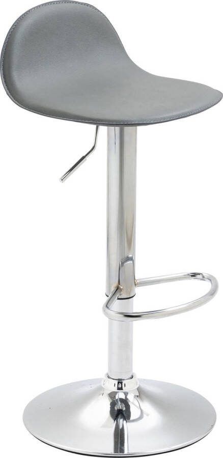 Inandoutdoormatch Luxe Barkruk Fausto Grijs Chroom Modern Design Set van 2 Voetsteun Voor Keuken en Bar Gestoffeerde Zitting Imitatie Leder Vaderdag cadeau