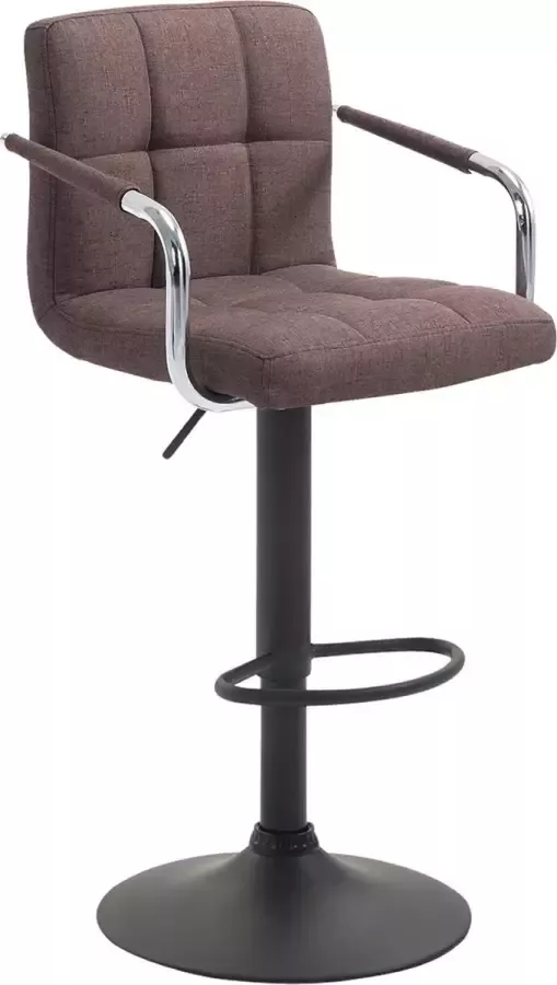 Inandoutdoormatch Luxe Barkruk Haze Bruin Zwart Modern Design Rugleuning Voetensteun Armleuning Voor Keuken en Bar Gestoffeerde Zitting