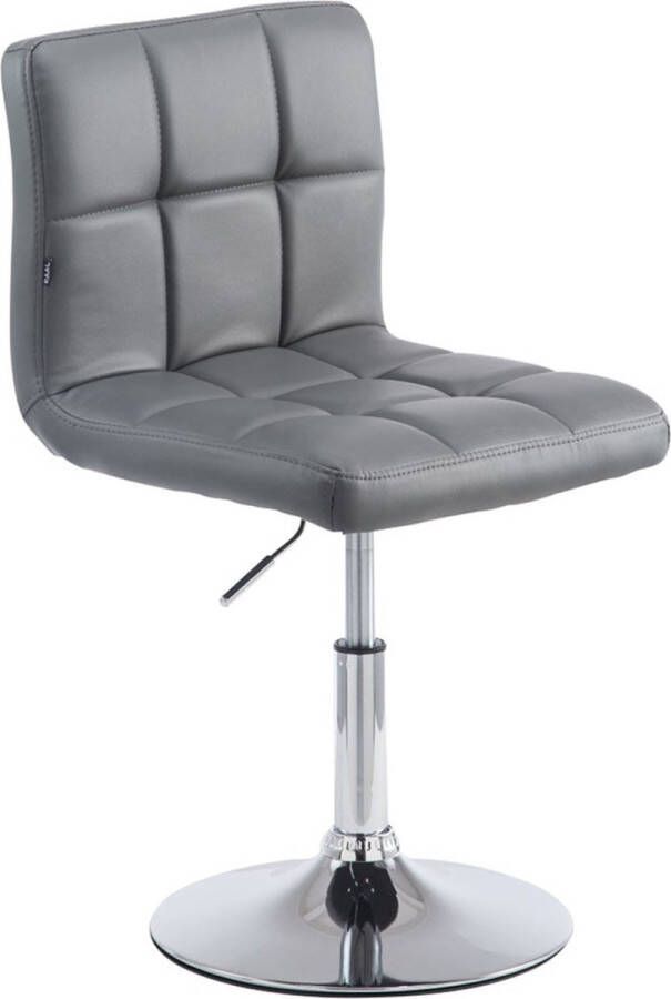 Inandoutdoormatch Luxe Barkruk Jovita Grijs 360 Rotatie Ergonomische Barstoelen In Hoogte Verstelbaar Set van 1 Met Rugleuning Voor Keuken en Bar Imitatie Leder Gestoffeerde Zitting Vaderdag cadeau