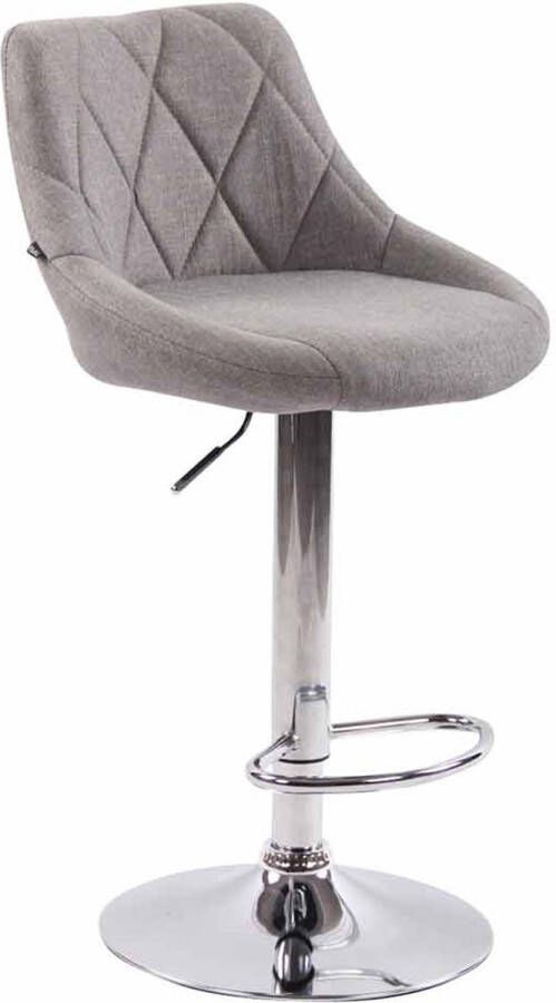 Inandoutdoormatch Luxe Barkruk Kehlani Grijs Chroom Ergonomische Barstoelen In Hoogte Verstelbaar 360 Rotatie Set van 1 Met Rugleuning Voetensteun Voor Keuken en Bar Gestoffeerde Zitting Vaderdag cadeau