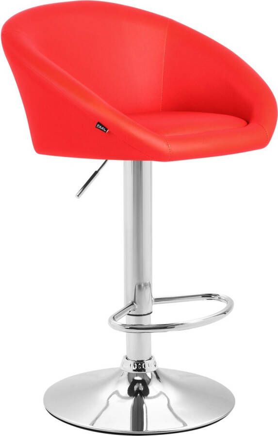 Inandoutdoormatch Luxe Barkruk Ludger Remarkable Red Gestoffeerde Zitting Voetensteun Zithoogte 86-106 cm Ergonomische barstoelen In hoogte verstelbaar Set van 1 Met Rugleuning Voor Keuken en Bar Vaderdag cadeau