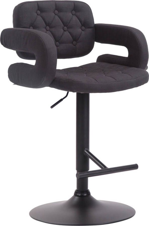Inandoutdoormatch Luxe Barkruk Manu Grijs Zwart Luxe Design Rugleuning Voetensteun Voor Keuken en Bar Gestoffeerde Zitting Vaderdag cadeau