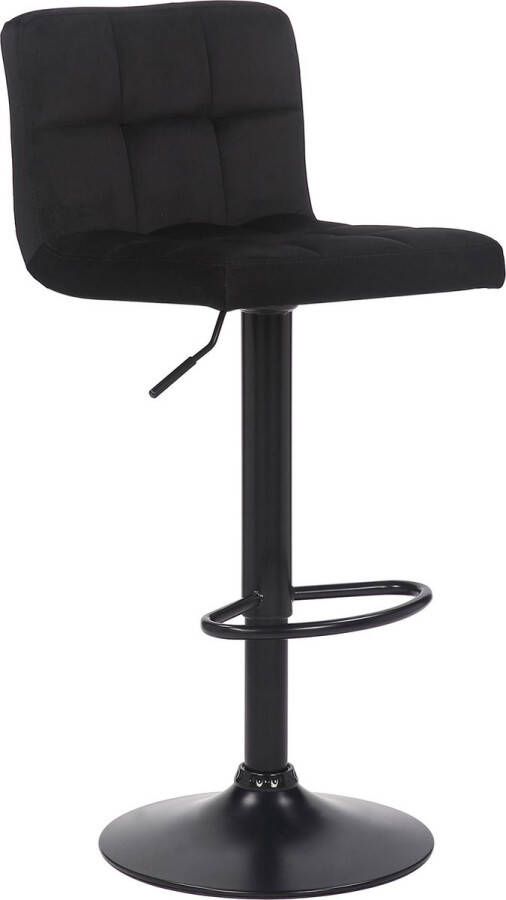 Unbranded Luxe Barkruk Ravenna Zwart Fluweel Modern Design Rugleuning Voetensteun Voor Keuken en Bar Gestoffeerde Zitting