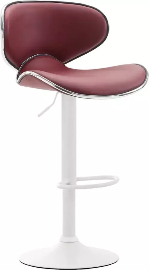 Inandoutdoormatch Luxe Barkruk Sanna Rode Wijn Rood Wit Modern Design Rugleuning Voetensteun Voor Keuken en Bar Gestoffeerde Zitting Imitatie Leder Vaderdag cadeau