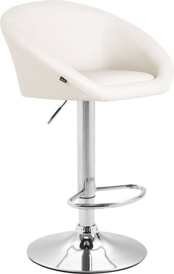 Inandoutdoormatch Luxe Barkruk Shaun Wit Gestoffeerde Zitting Voetensteun Zithoogte 86-106 cm Ergonomische barstoelen In hoogte verstelbaar Set van 1 Met Rugleuning Voor Keuken en Bar Vaderdag cadeau