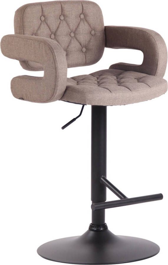 Inandoutdoormatch Luxe Barkruk Veronica Bruin Zwart Luxe Design Rugleuning Voetensteun Voor Keuken en Bar Gestoffeerde Zitting Vaderdag cadeau