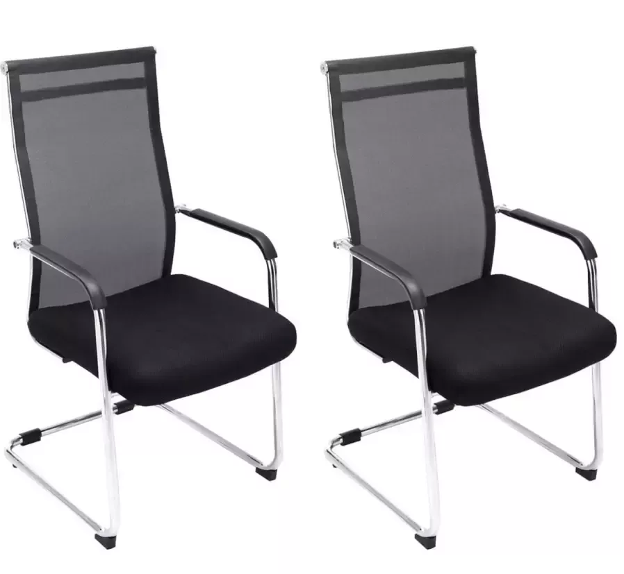 Inandoutdoormatch Luxe bezoekersstoel Colomba Eetkamerstoel Zwart Chroom poten set van 2 Zithoogte 48cm deluxe moederdag cadeautje