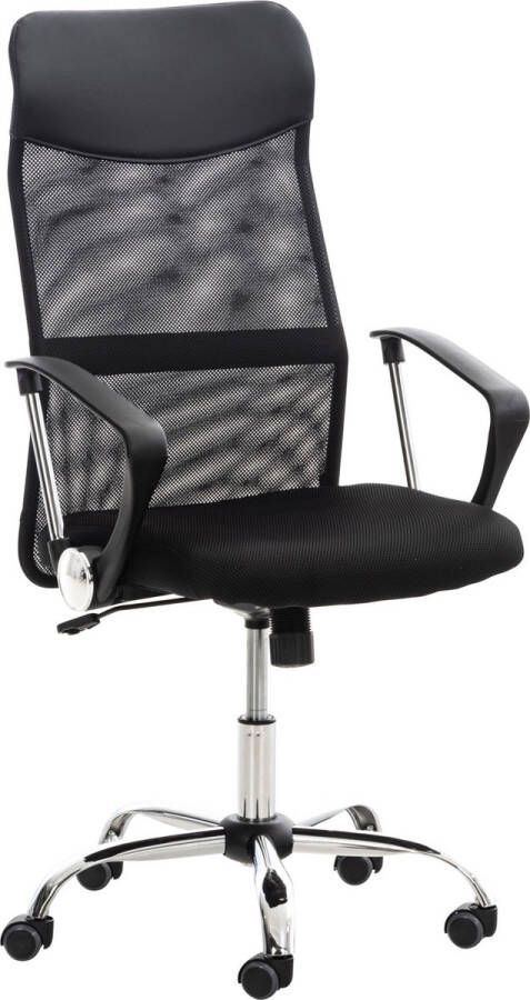 Inandoutdoormatch Luxe bureaustoel Cosima Zwart Op wielen 100% polyurethaan Ergonomische bureaustoel In hoogte verstelbaar Voor volwassenen moederdag cadeautje
