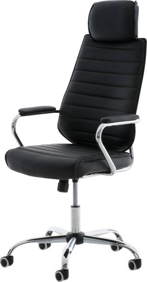 Inandoutdoormatch Luxe bureaustoel Pierino Zwart Op wieltjes Kunstleer Ergonomische office chair In hoogte verstelbaar Voor volwassenen moederdag cadeautje