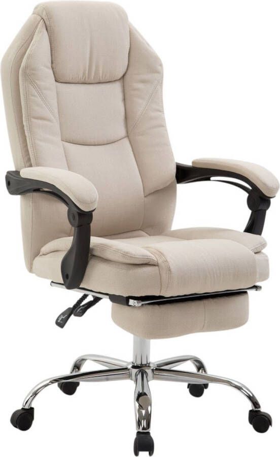 Inandoutdoormatch Luxe Bureaustoel Renza XL Stof Creme Op wielen Ergonomische bureaustoel Voor volwassenen In hoogte verstelbaar Vaderdag cadeau