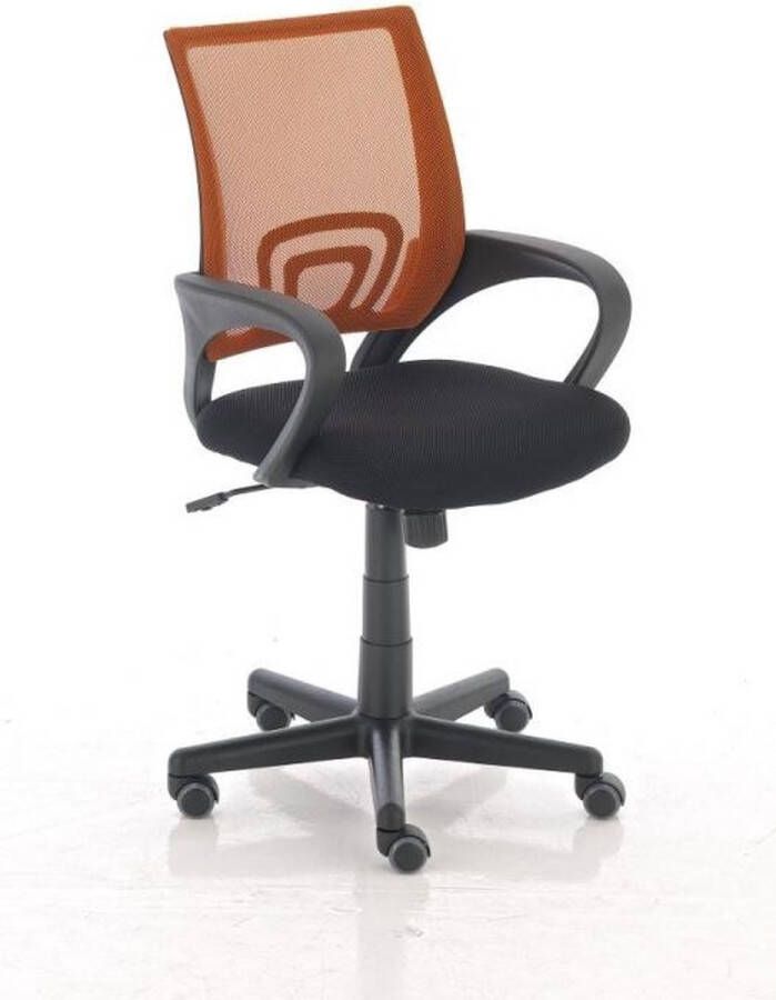 Unbranded Luxe bureaustoel Silvio Zwart Oranje Op wielen 100% polyester Ergonomische bureaustoel In hoogte verstelbaar Voor volwassenen