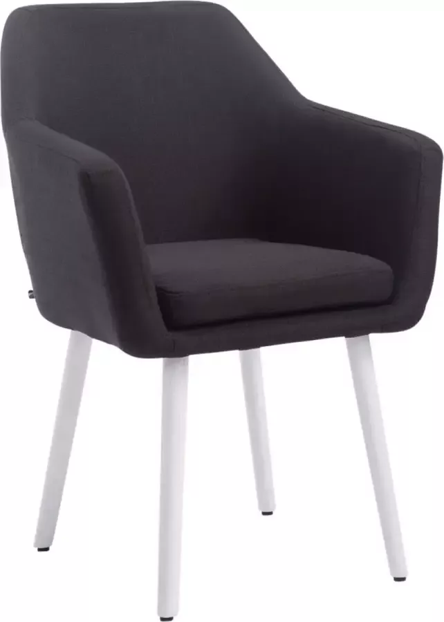 Inandoutdoormatch Luxe Eetkamerstoel Clancy Zwart Met armleuning en rugleuning Set van 1 Woonkamerstoelen Keukenstoelen Stof Vaderdag cadeau