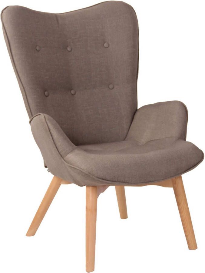 Unbranded Luxe loungestoel Marco Eetkamerstoel Bruine stof Houten poten Set van 1 Zithoogte 49 cm Deluxe