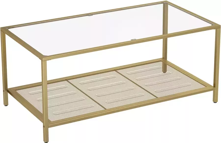 Inandoutdoormatch Luxe salontafel glas Rechthoek Woonkamer Salontafel Bijzettafel Goud 106x55x45cm Vaderdag cadeau