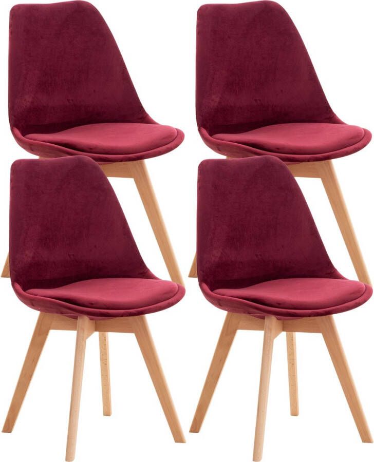 Inandoutdoormatch Luxe Stoel Nicole Bordeaux Luxe Design Fluweel Beukenhout Voor Keuken en Bar Rugleuning Gestoffeerde Zitting Vaderdag cadeau