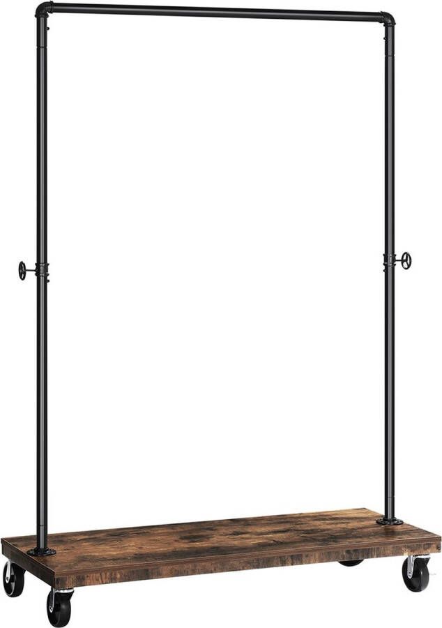 Inandoutdoormatch Maynard Kledingrek modern Op wieltjes Staande kledingkast Metaal Kledingkast organizer Slaapkamer Zwart Vaderdag cadeau