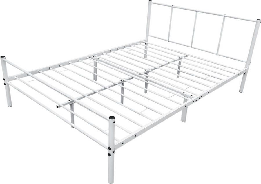 Inandoutdoormatch Metalen bedframe Dolores incl. Bedbodem 120x200 cm Wit Stalen frame gepoedercoat - Foto 2