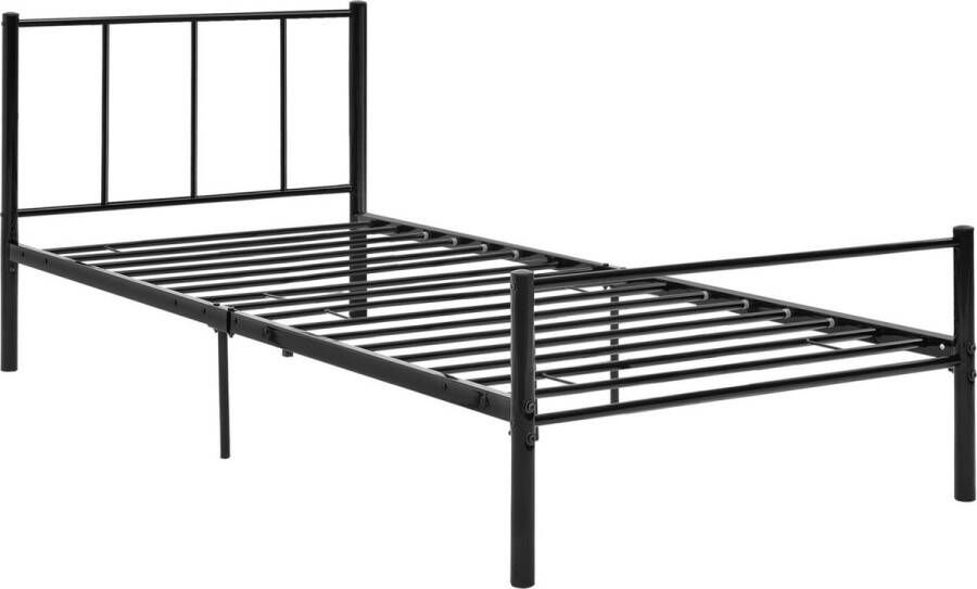 Inandoutdoormatch Metalen bedframe Olivier incl. Bedbodem 90x200cm Zwart Stalen frame gepoedercoat - Foto 2