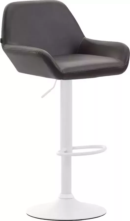 Inandoutdoormatch Moderne Barkruk Albano Zwart Wit Luxe Design Rugleuning Voetensteun Voor Keuken en Bar Gestoffeerde Zitting Imitatie Leder Vaderdag cadeau