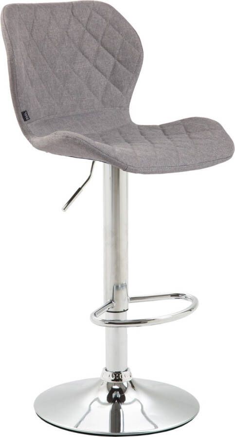 Inandoutdoormatch Moderne Barkruk Anna Grijs Chroom Luxe Design Rugleuning Voetensteun Voor Keuken en Bar Gestoffeerde Zitting Vaderdag cadeau