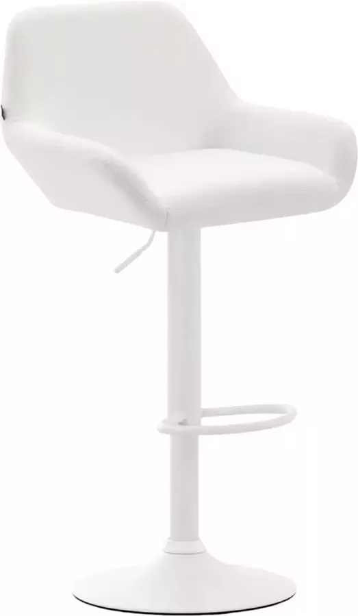 Inandoutdoormatch Moderne Barkruk Judit Wit Luxe Design Rugleuning Voetensteun Voor Keuken en Bar Gestoffeerde Zitting Imitatie Leder Vaderdag cadeau