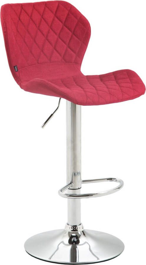 Inandoutdoormatch Moderne Barkruk Shanna Rood Chroom Luxe Design Rugleuning Voetsteun Voor Keuken en Bar Gestoffeerde Zitting Vaderdag cadeau