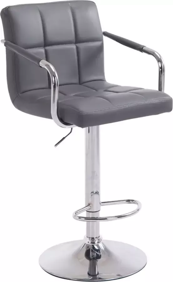 in and outdoor match Moderne Barstoel met rugleuning Set van 1 Ergonomisch Barkruk keuken of kantine Grijs In hoogte verstelbaar 61-81cm