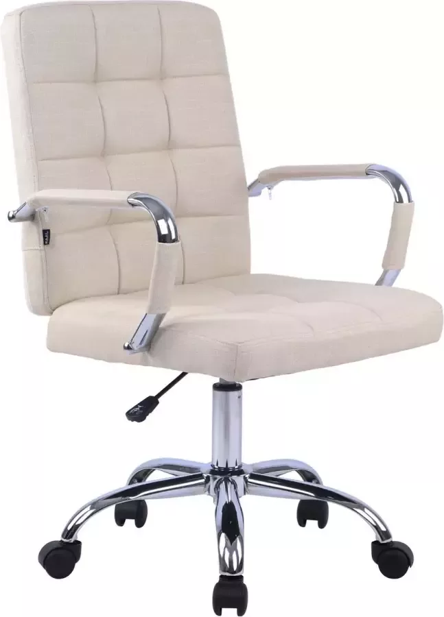 inandoutdoormatch Moderne bureaustoel creme Stof Ergonomische stoel Office chair Verstelbaar Voor volwassenen moederdag cadeautje