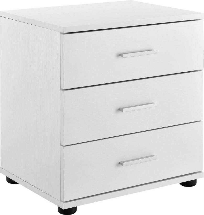 Unbranded Nachtkastje Arsenio Ladekast Met 3 Laden 45x34x50 cm Wit Spaanplaat