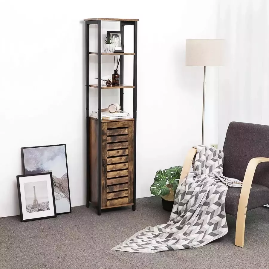 Inandoutdoormatch Opbergkast deluxe Industrieel Binnen Woonkamer Werkplaats Garage Hout metaal 37x30x167cm moederdag cadeautje