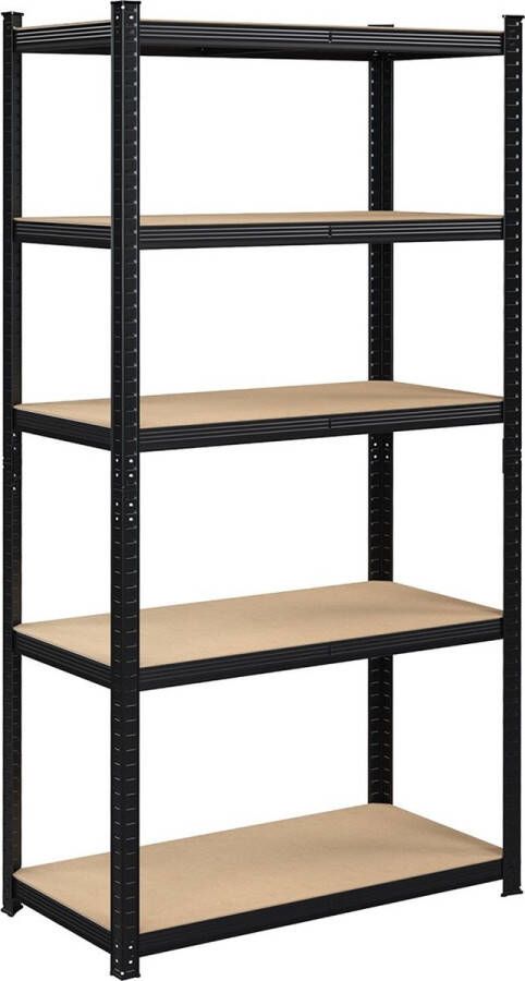 Inandoutdoormatch Opbergrekken Elissa Heavy Duty Planken Set van 2- 180x90x40cm -Belastbaar tot 875 kg- Planken Inhaakbare Planken Verstevigd Stalen Frame -5 Verstelbare Planken- Zwart Vaderdag cadeau