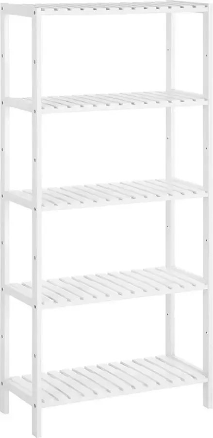 Inandoutdoormatch Open product Bamboo Bathroom Shelf Bath Shelf Standing Shelf Kitchen Shelf Flower Stand Bookcase with 5 Shelves Adjustable Shelves 60x26x130cm BCB35Y 5180 moederdag cadeautje