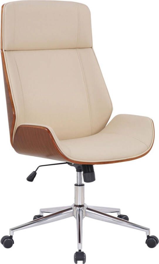 Unbranded Premium bureaustoel Giulio Creme kunstleer Hoogte verstelbaar 44 52 cm Ergonomisch Luxe