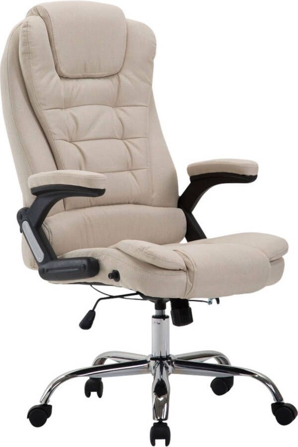 Inandoutdoormatch Premium Bureaustoel Tina XL stof Creme Op wielen Ergonomische bureaustoel Voor volwassenen In hoogte verstelbaar moederdag cadeautje