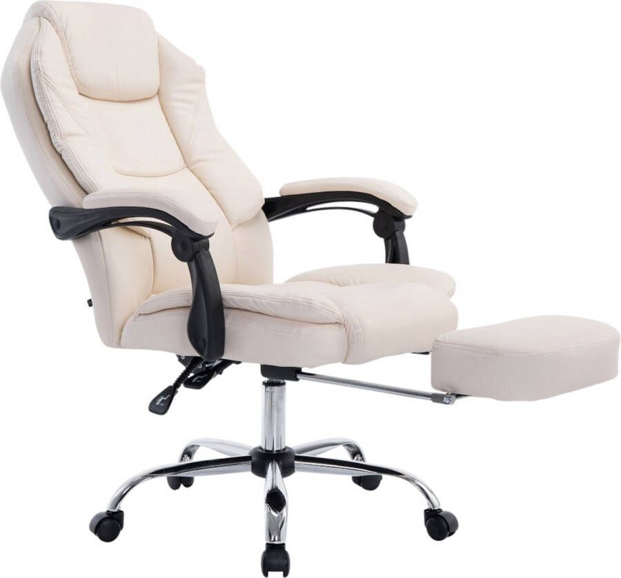 Inandoutdoormatch Premium Bureaustoel XL Op wielen Creme Ergonomische bureaustoel Voor volwassenen Gamestoel Kunstleer In hoogte verstelbaar moederdag cadeautje