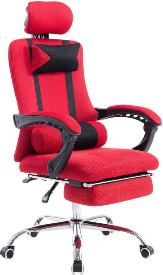 Inandoutdoormatch Premium Bureaustoel XL Op wielen Rood Ergonomische bureaustoel Voor volwassenen Gamingstoel stof In hoogte verstelbaar moederdag cadeautje