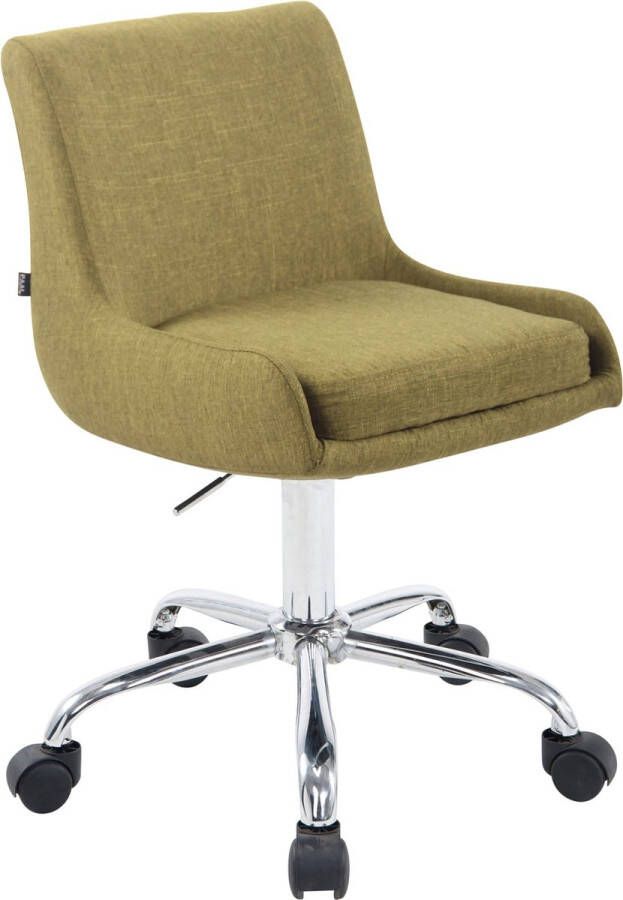 Inandoutdoormatch Premium Werkkruk Valeriano Groen Op wielen met rugleuning Bureaustoel In hoogte verstelbaar 52 64 cm stof moederdag cadeautje