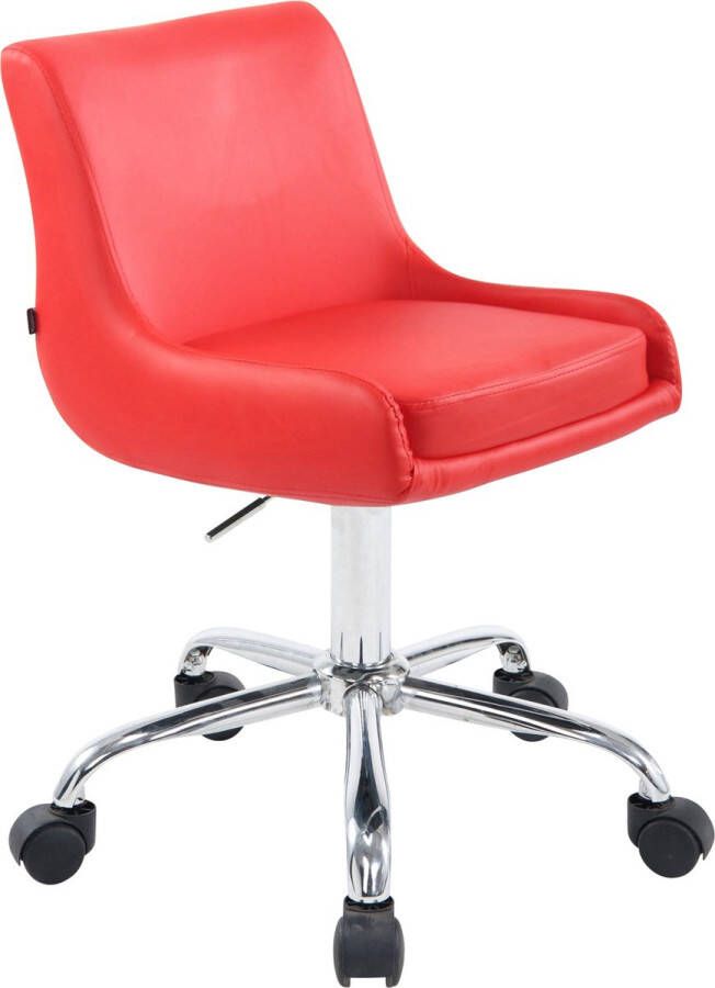 Inandoutdoormatch Premium Werkkruk Valeriano Rood Op wielen met rugleuning Bureaustoel In hoogte verstelbaar 52 64 cm imitatieleer moederdag cadeautje