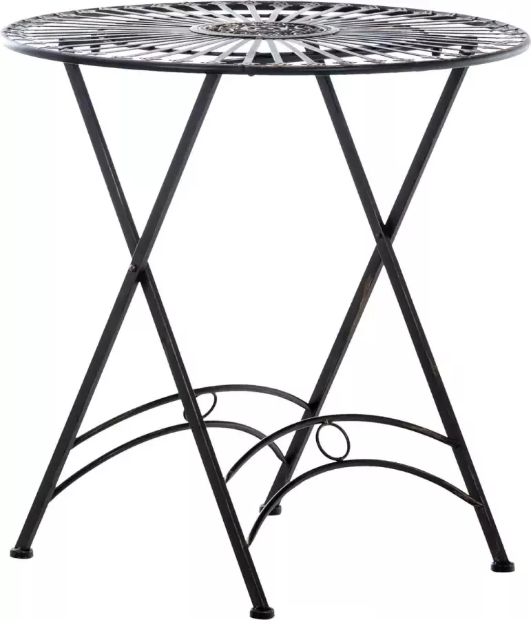 Unbranded Ronde metalen tuintafel 4 personen Weerbestendig Zwart 71x71x71cm